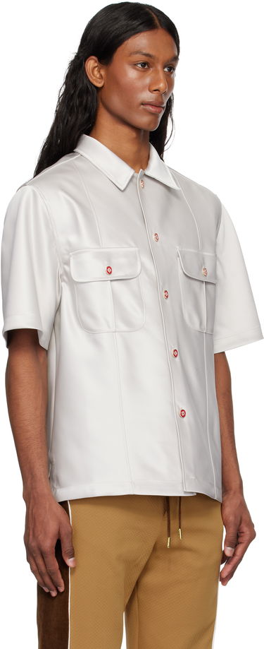 Skjorte Casablanca Casablanca Short Sleeve Satin Shirt Hvid | MS25-SH-169-01, 1