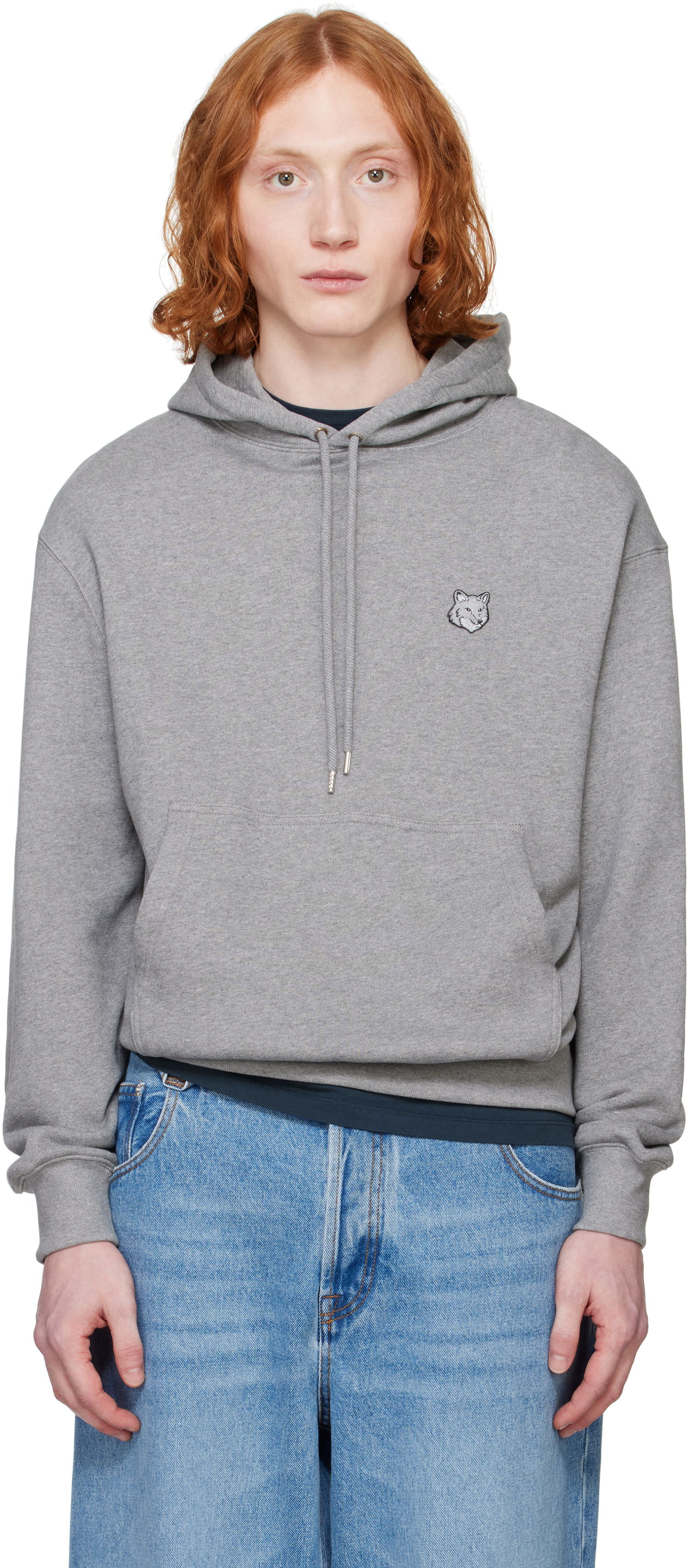 Sweatshirt MAISON KITSUNÉ Maison Kitsuné Comfort Hoodie with Fox Head Patch Grå | MM00713KM0321, 0