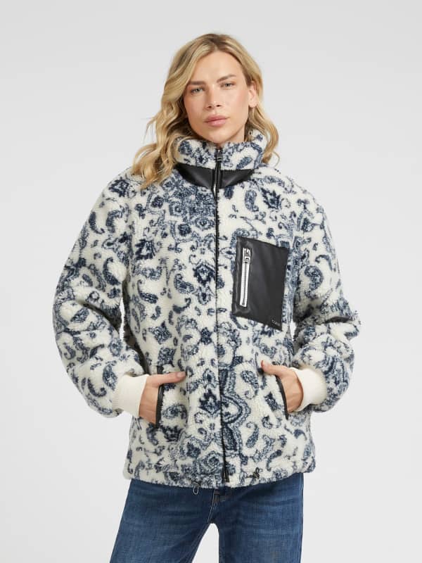 Parka GUESS Bandana Print Sherpa Hvid | M3BL16WFSH2, 0