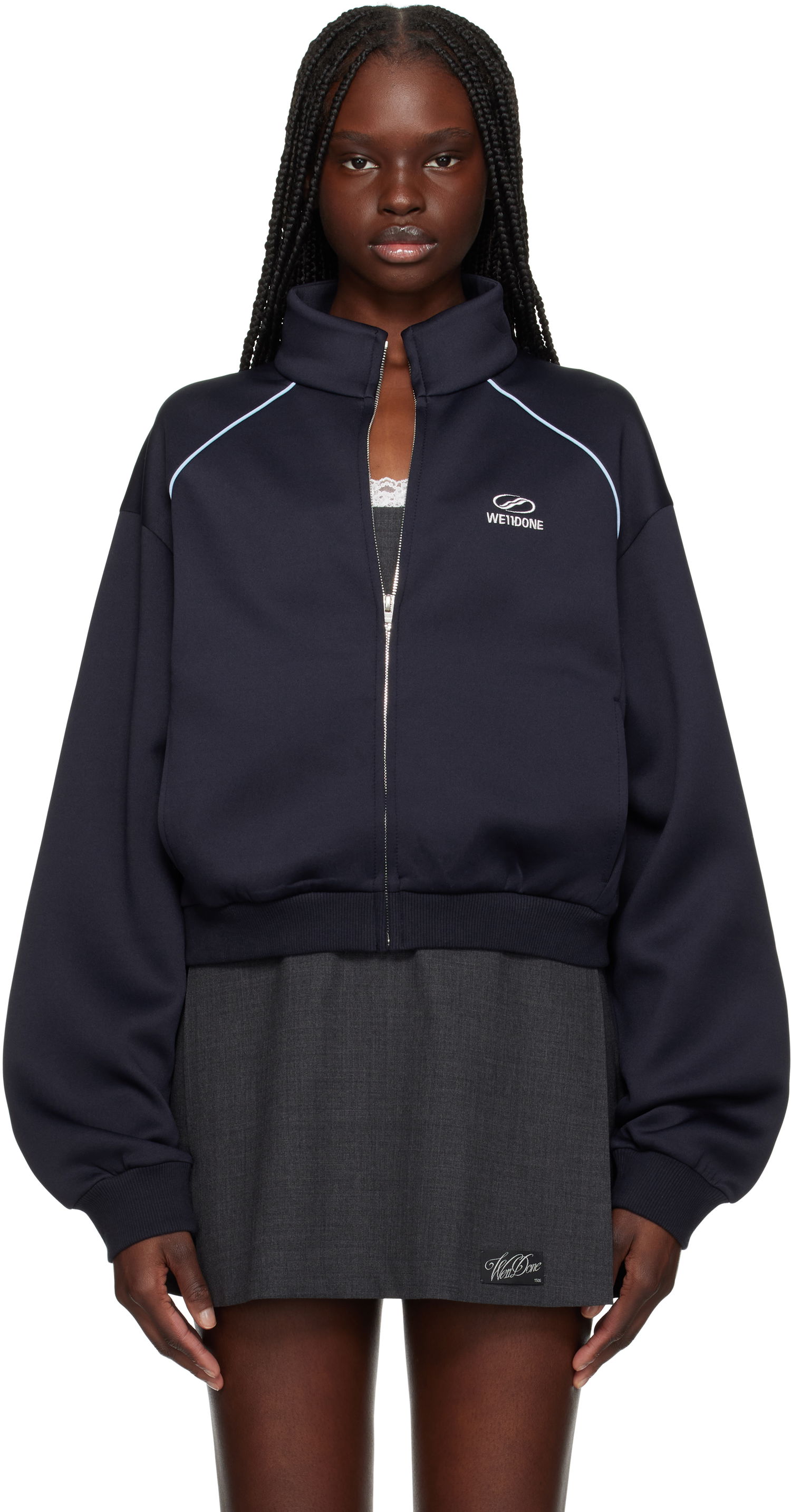 Bomberjakke We11done We11done Sporty Selldone Track Jacket Mørkeblå | WD-TJ1-25-832-W-NV, 0
