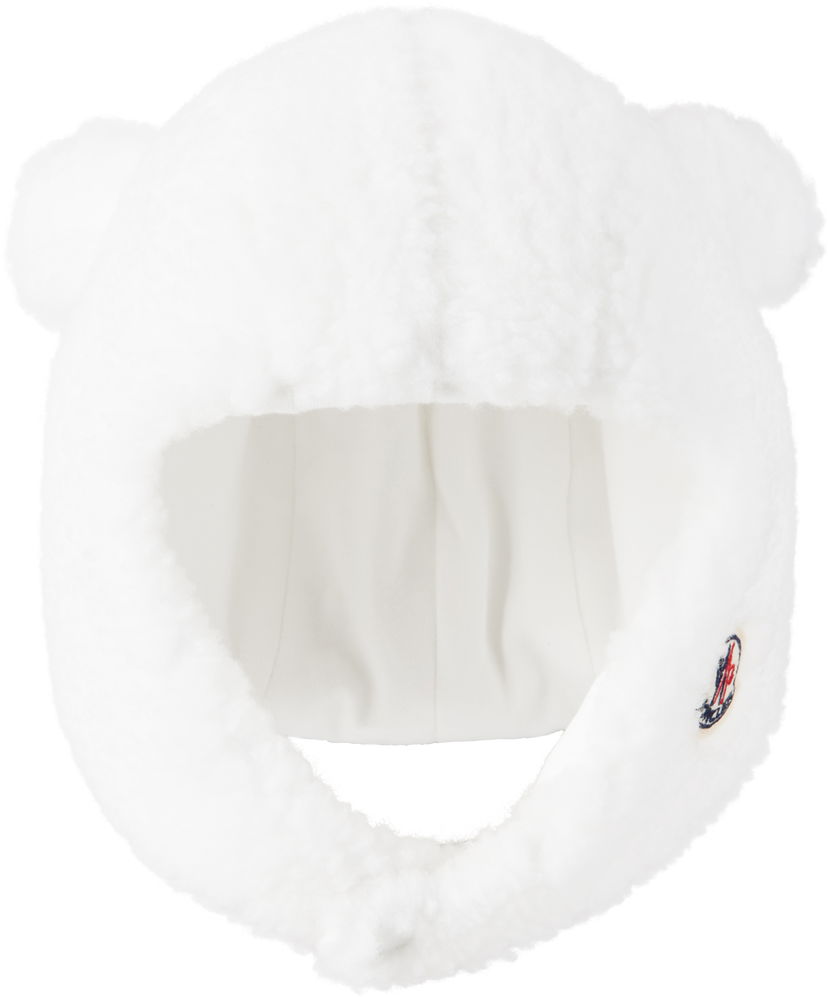 Beanie Moncler Moncler Enfant Teddy Earflap Beanie Hvid | K29513B0000189A3X