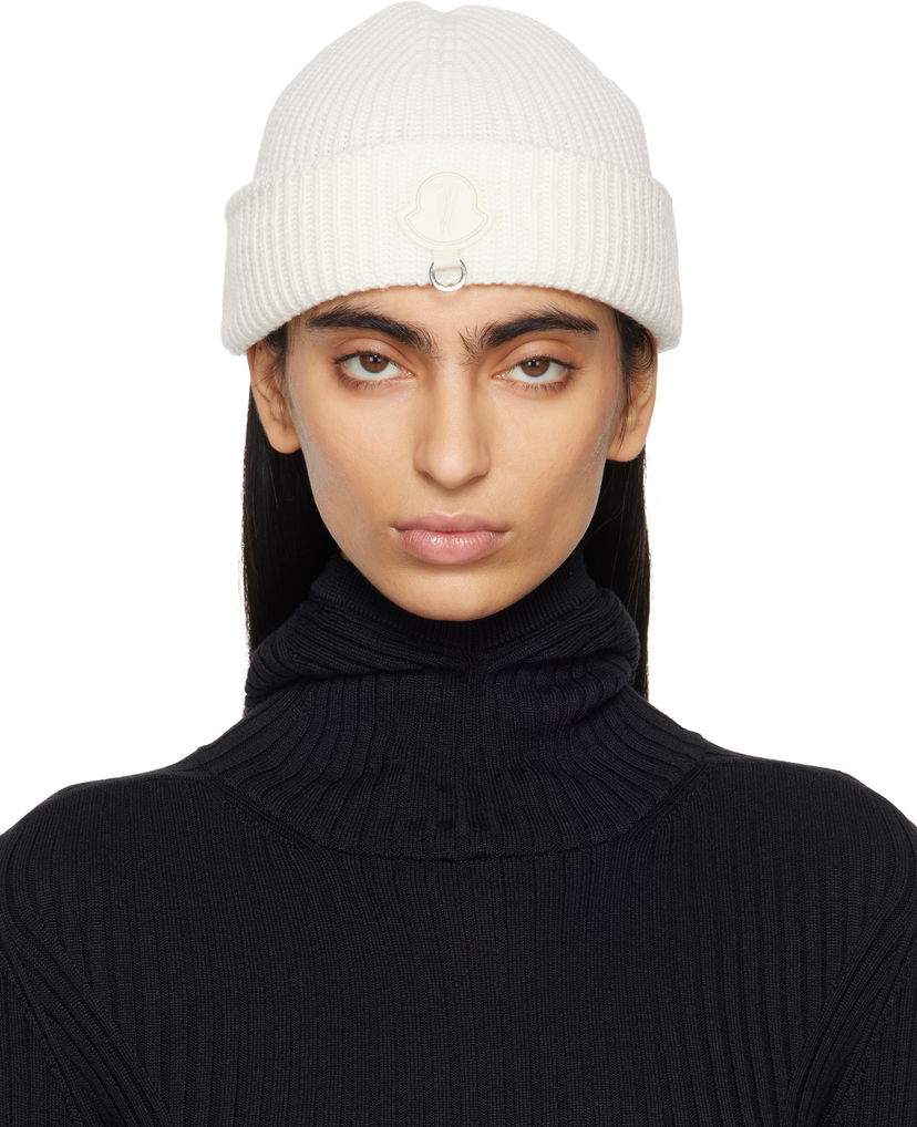 Beanie Moncler Willow Smith x Wool Beanie With Logo Patch Hvid | J209T 3B00004 - M1131