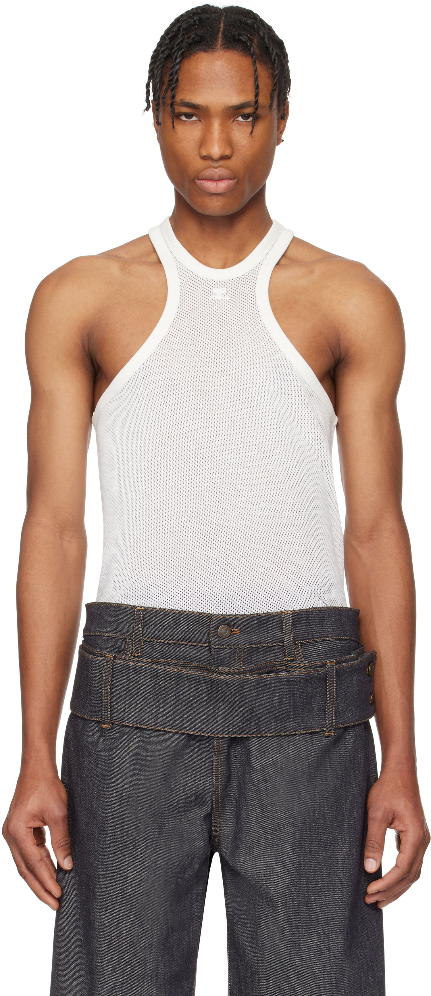 Tanktop Courrèges Courrèges Scuba Mesh Tank Top Hvid | 125JDE095JS0069, 0