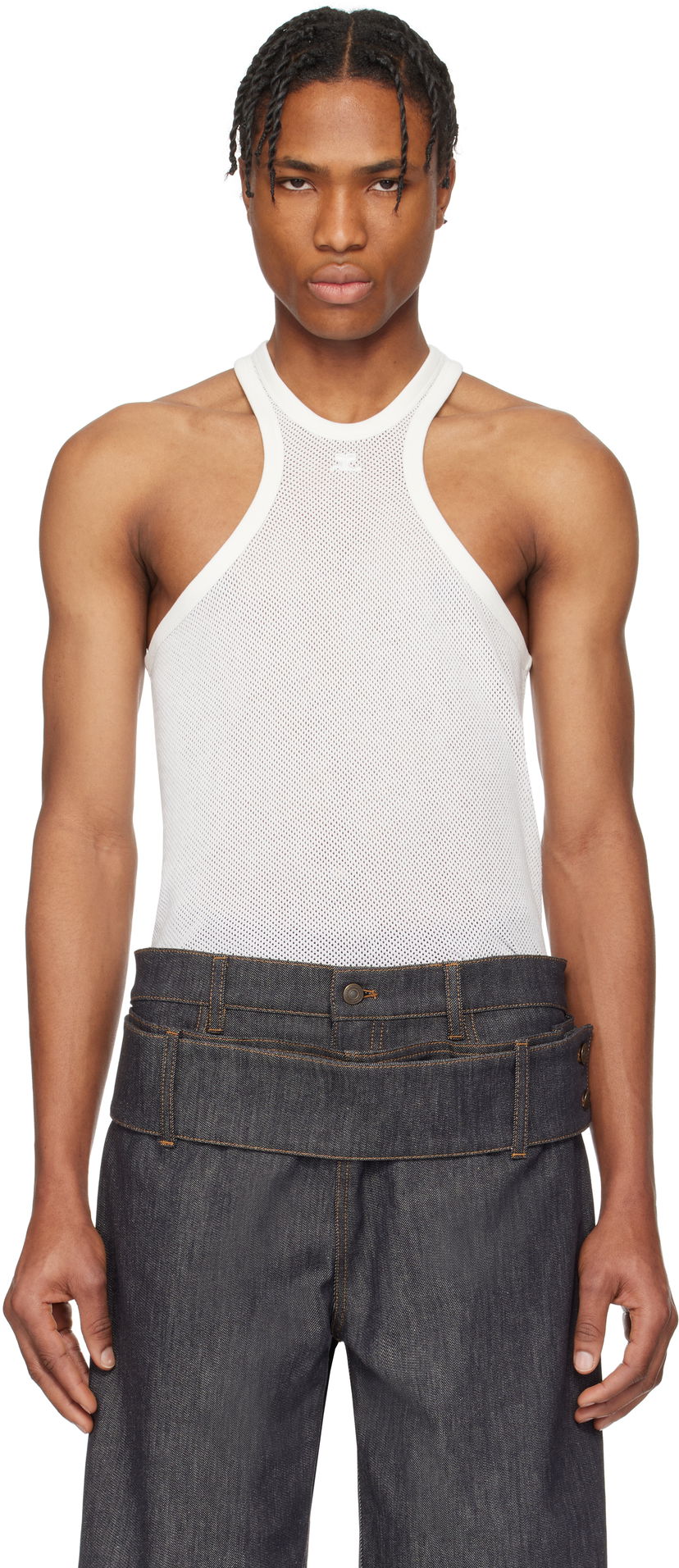 Tanktop Courrèges Courrèges Scuba Mesh Tank Top Hvid | 125JDE095JS0069