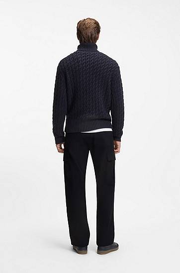 Cargo bukser BOSS BECKHAM x BOSS cargo trousers micro-patterned cotton Sort | 50557462, 1