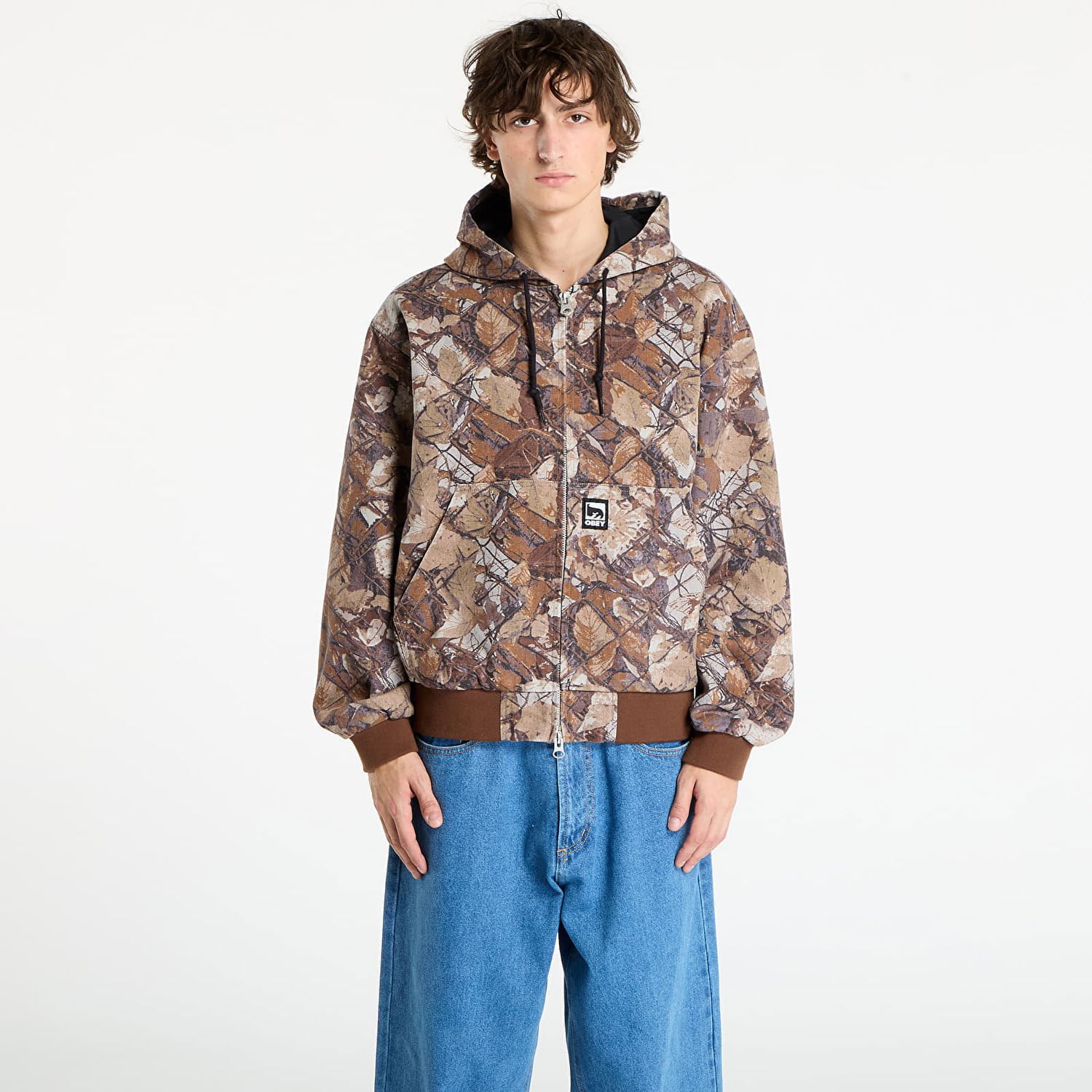 Jakke OBEY OBEY Glen Zip Up Hooded Jacket Brun | 121800593-FNC, 0