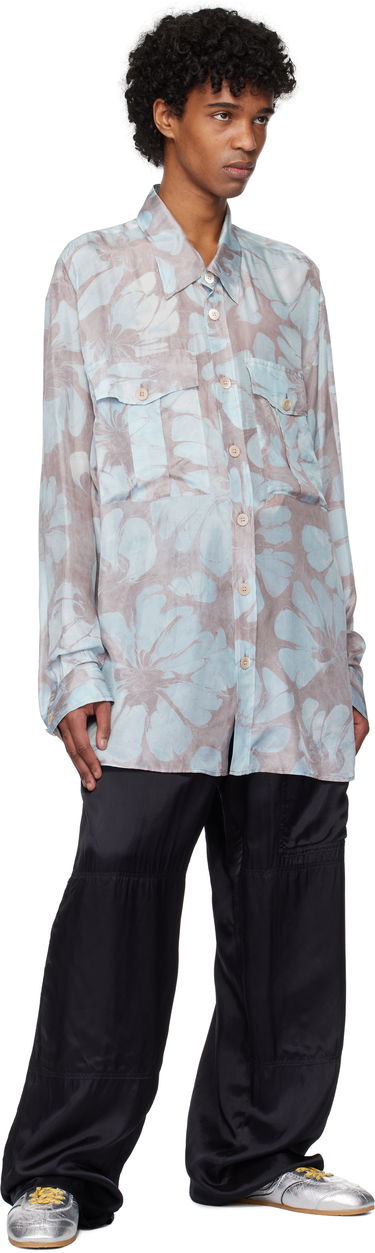 Skjorte Dries Van Noten Dries Van Noten Silk Floral-Print Shirt Blå | 251-020721-1202, 3