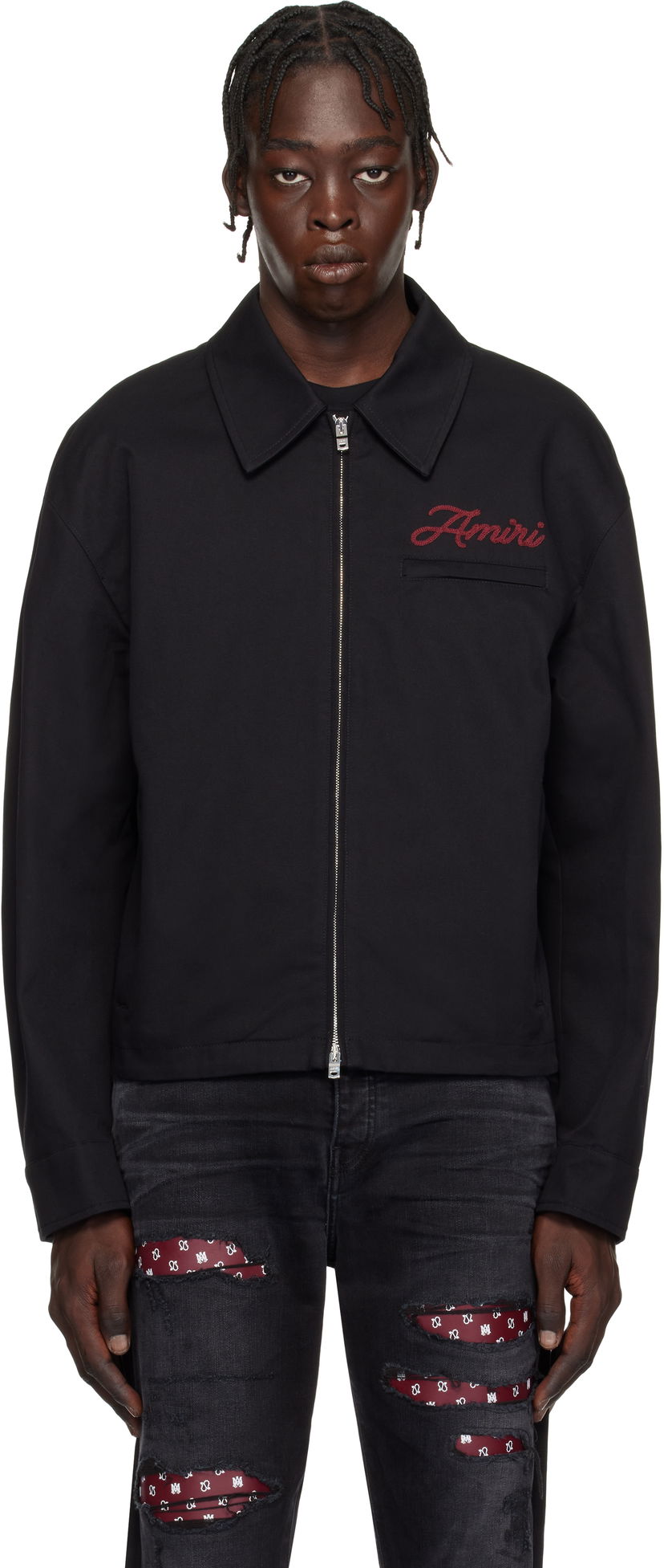Jakke AMIRI Script Logo Zip Jacket Sort | AMOUBN1059