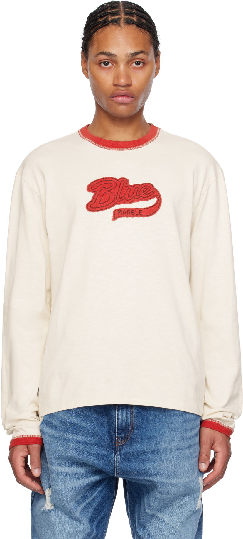 Sweatshirt Bluemarble Cotton Flame Graphic T-Shirt Hvid | TS49 JE36B24 WHT