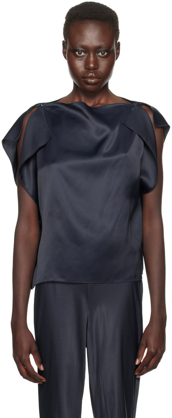 Tanktop Baserange Baserange Clavo Satin Blouse Mørkeblå | TOCLA-VI-WI24