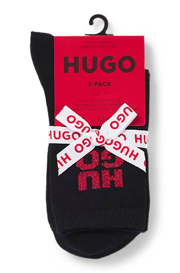 Sokker BOSS Two-pack of short-length socks with sparkly logos Sort | 50524283, 1