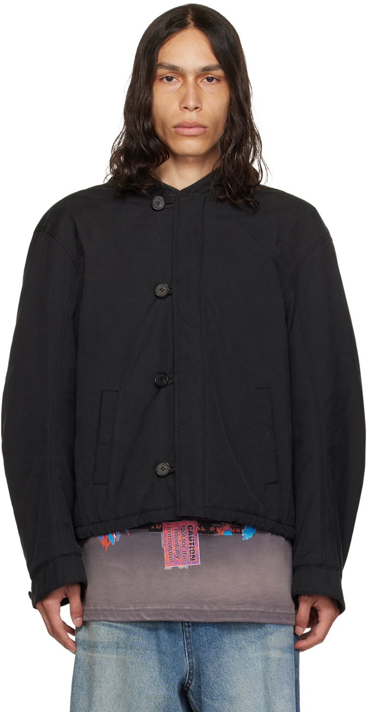 Bomberjakke We11done Sortie Buttoned Neckline Jacket Sort | WD-JK3-23-052-U-BK