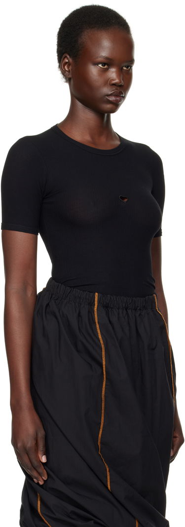 T-shirt Baserange Heart Cutout Ribbed T-Shirt Sort | TOHS-RB-000, 1