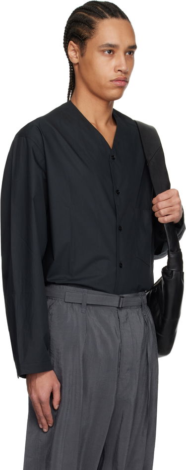 Skjorte LEMAIRE Lemaire V-Neck Button-Up Shirt Sort | SH1144 LF588, 1