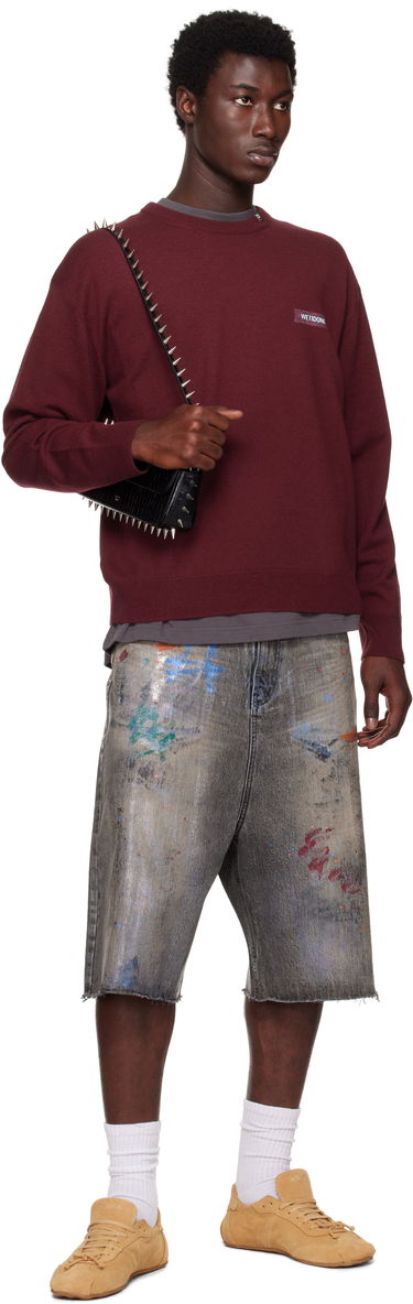 Sweater We11done We11done Logo Knit Pullover Sweater Bourgogne | WD-KO2-25-651-U-WN, 3