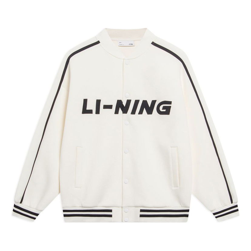 Bomberjakke Li-Ning Striped Graphic Baseball Jacket Hvid | AWDT545-1