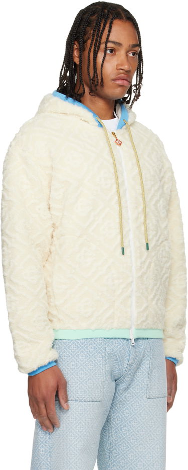 Jakke Casablanca Monogram Fleece Hooded Jacket Hvid | MPF25-JTP-373-01, 3