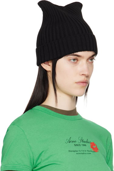 Beanie Acne Studios Acne Studios Ribbed Square Beanie Sort | C40396-, 1
