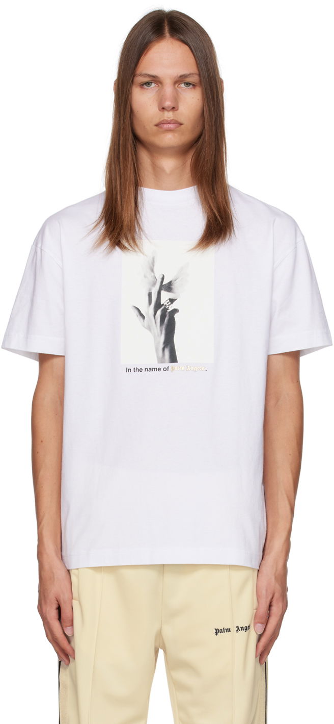 T-shirt Palm Angels White Wings Hvid | PMAA001F23JER0020110, 0