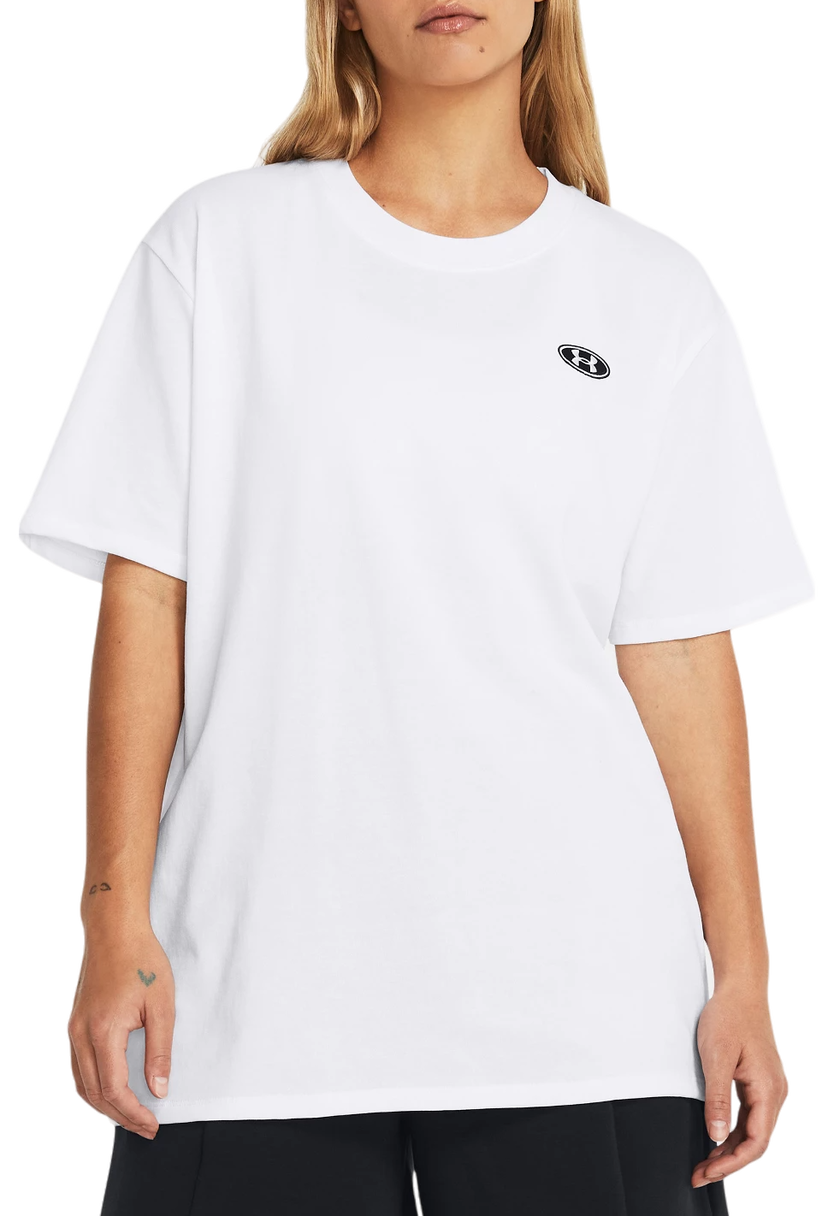 T-shirt Under Armour Heavyweight Embroidered Patch Boyfriend Oversized Hvid | 1383045-100