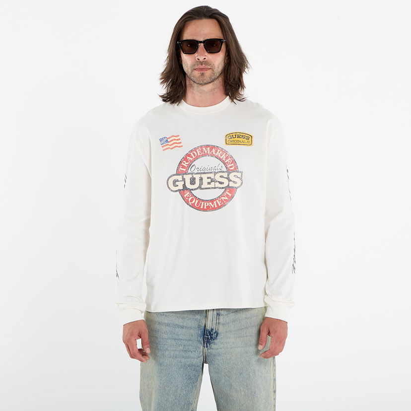 T-shirt GUESS Guess Originals International Race Long Sleeve T-Shirt Hvid | M5YI56K8FQ4-G053