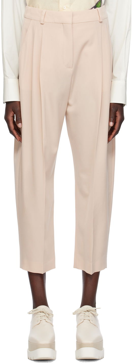 Bukser Stella McCartney Stella McCartney Pleated Cropped Trousers Lyserød | 5919643CU704