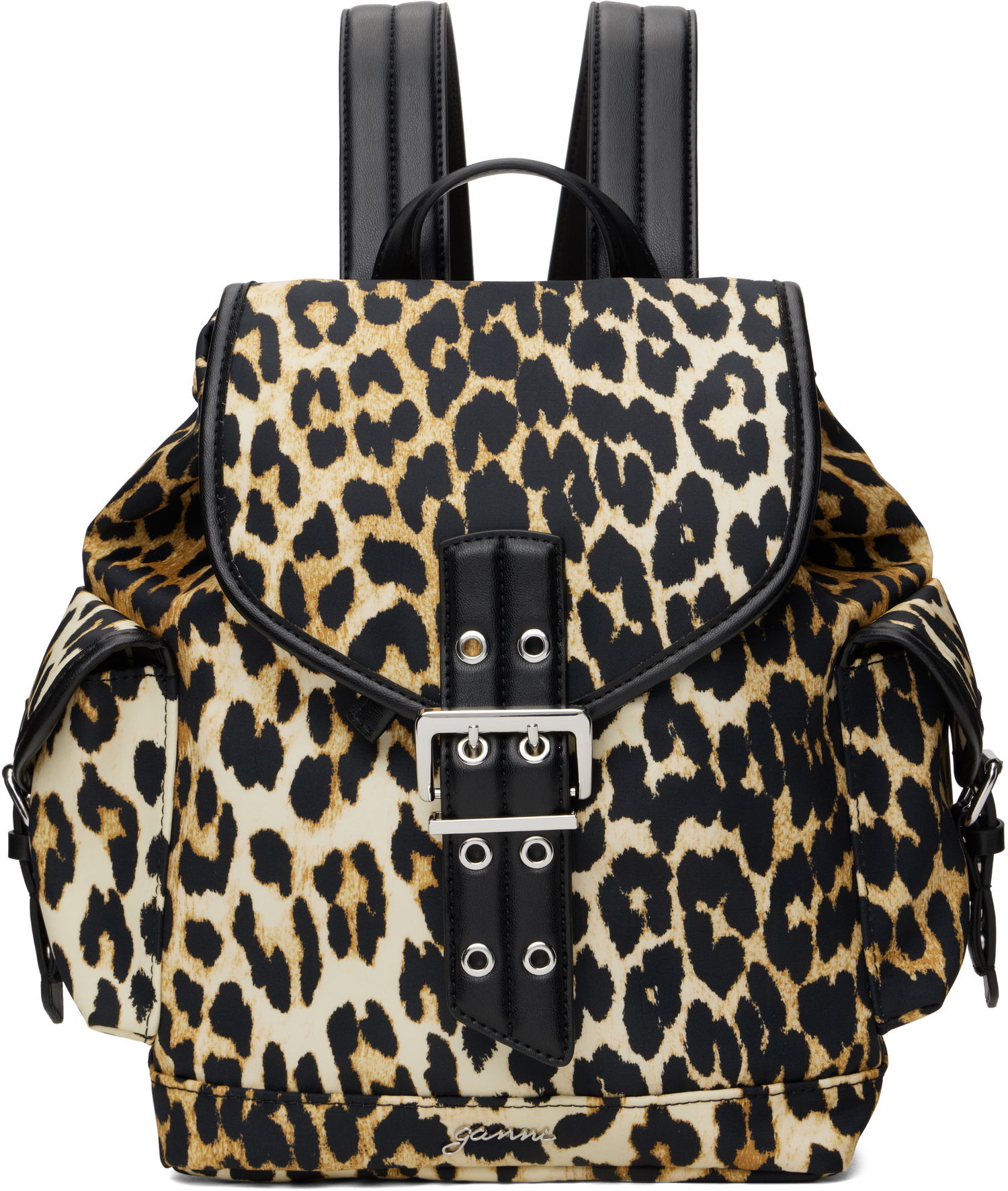 Rygsæk GANNI Ganni Leopard Print Small Nylon Bucky Backpack Beige | A6617, 0