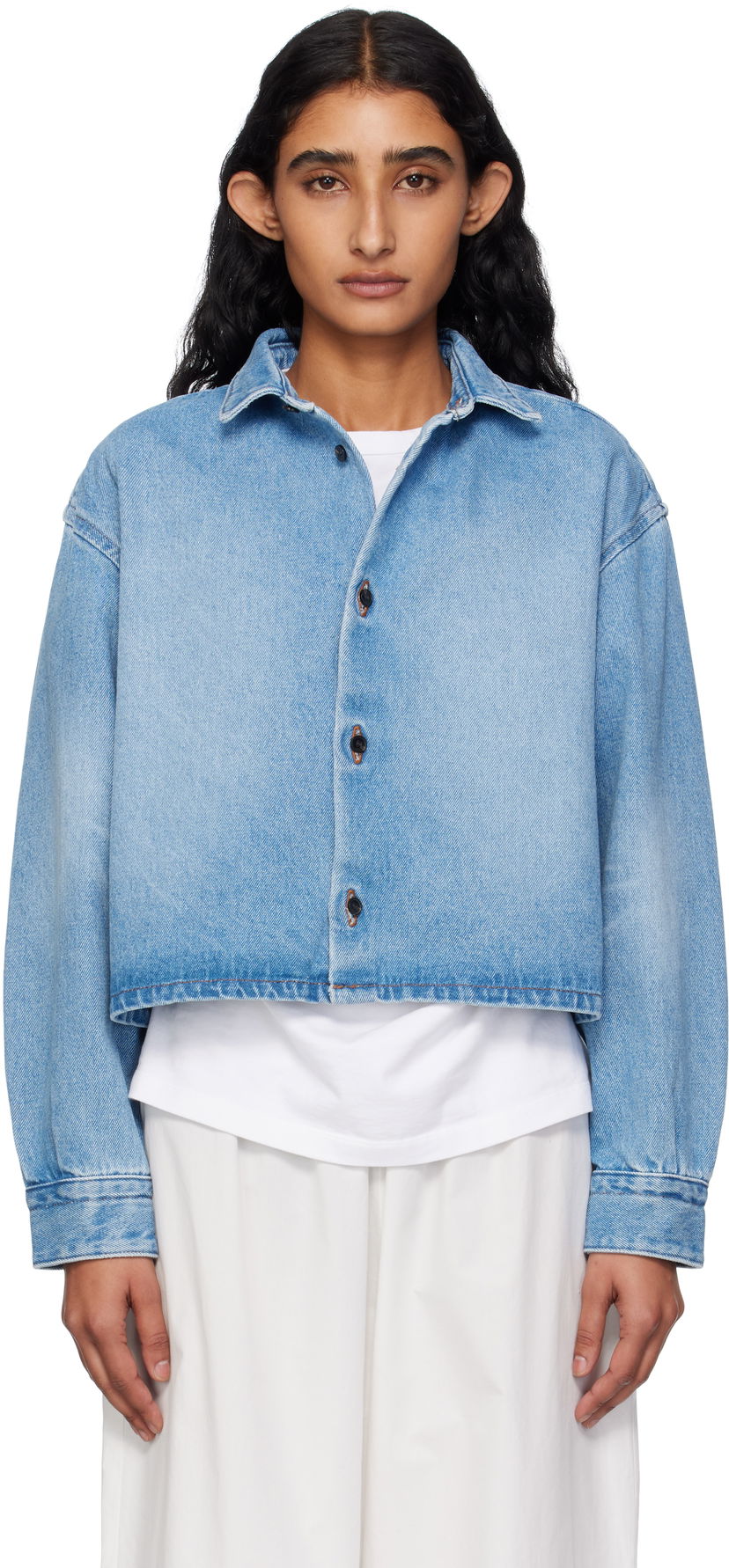 Skjorte A.P.C. A.P.C. Sam Cropped Denim Shirt Blå | COHIC-F32022