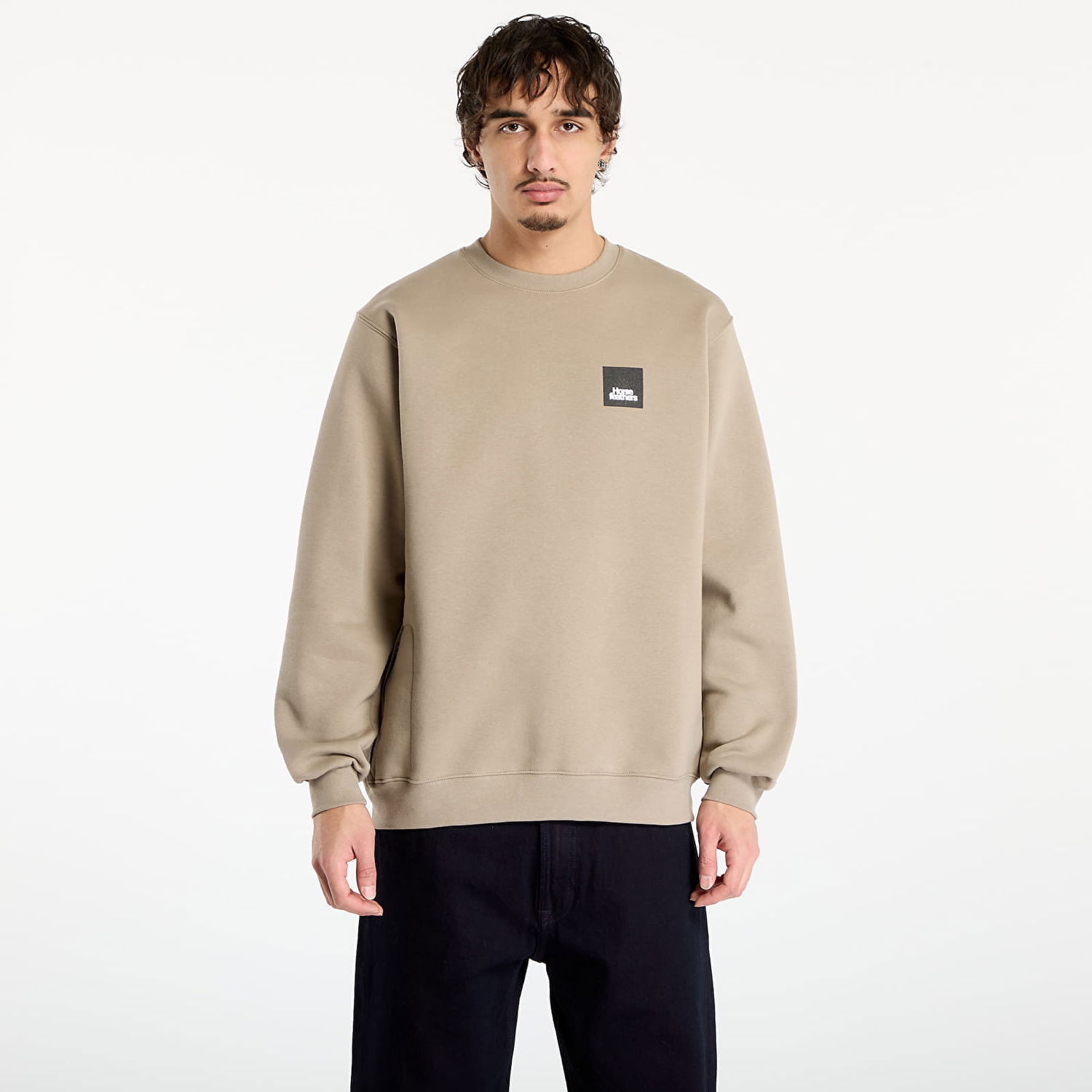Sweatshirt Horsefeathers Dunk Crewneck Sweatshirt with Patch Logo Beige | SM1225U, 0
