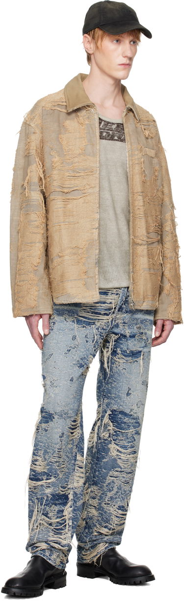 Jakke Diesel Diesel D-Ivar-Fsg Distressed Denim Jacket Beige | A18111-007AZ-33S, 3