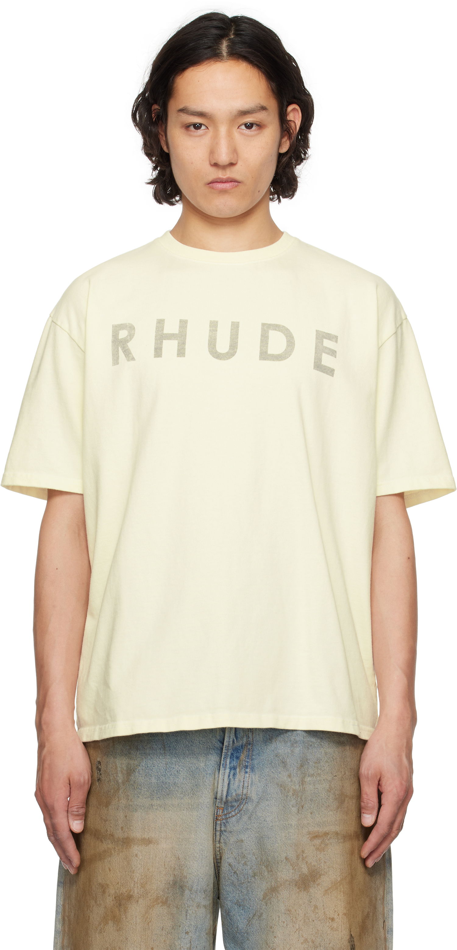 T-shirt Rhude Rhude Distressed Logo T-Shirt Gul | RHSS25TT23012, 0