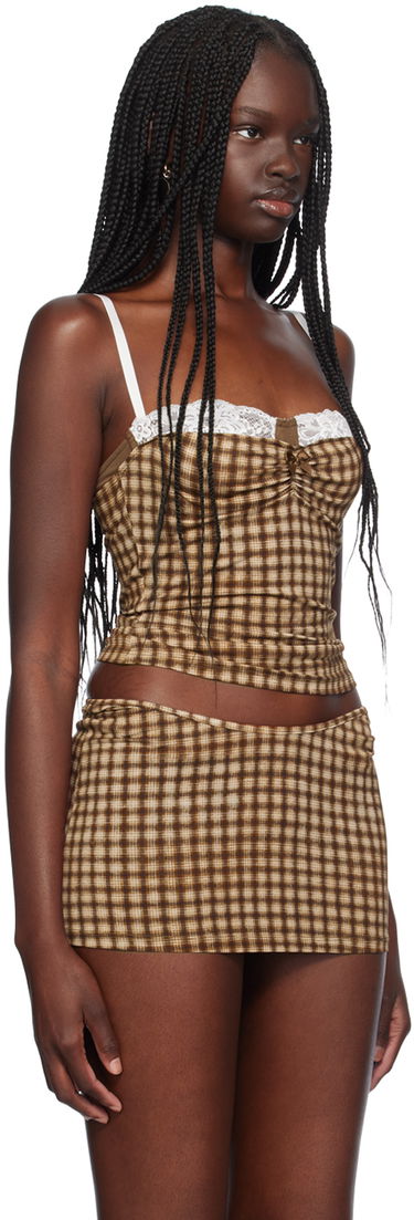 Tanktop Miaou Miaou Enzo Gingham Tank Top Brun | 7092TJBPLD, 1