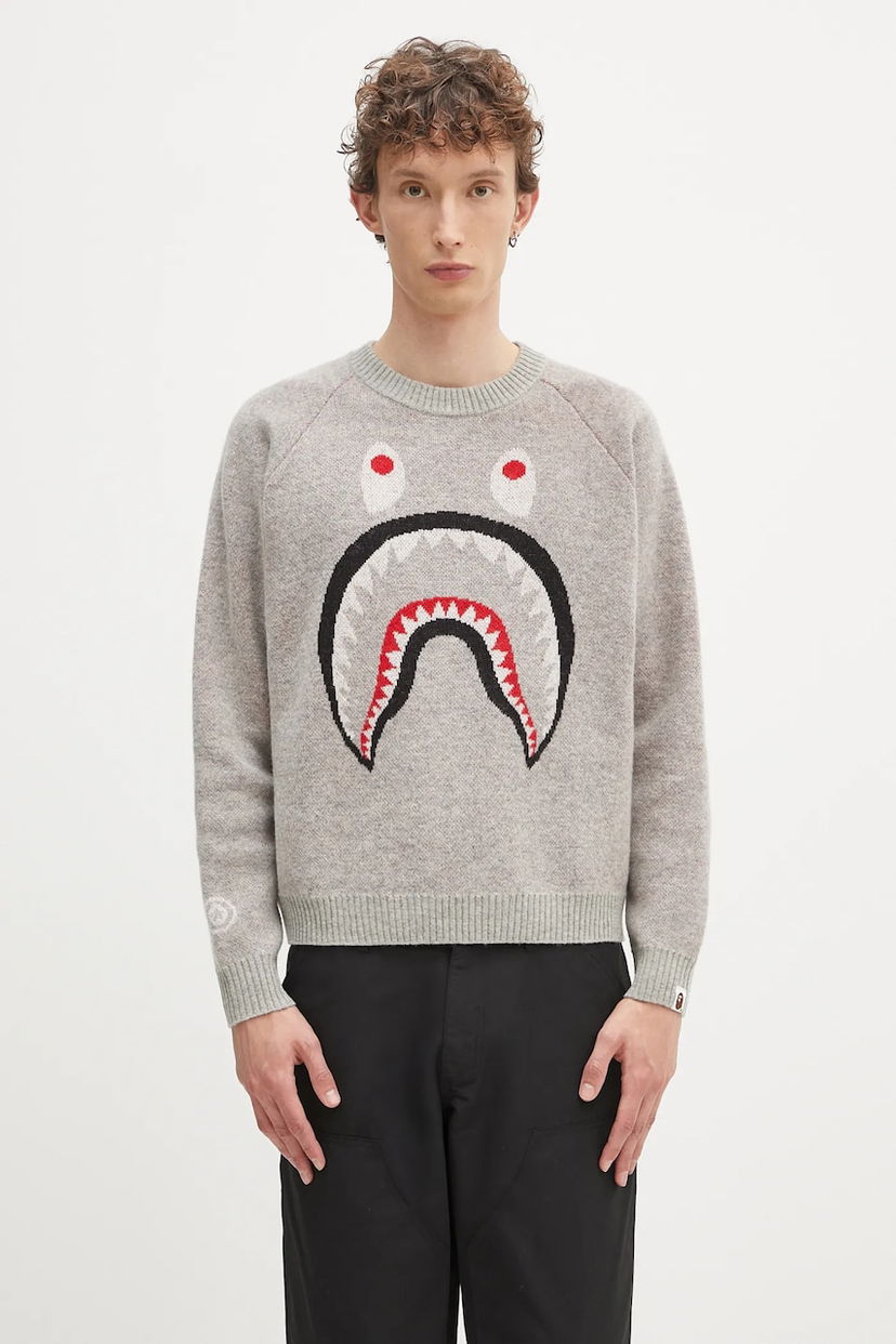 Sweater BAPE A Bathing Ape Shark Knit Sweater Grå | 1K80220004