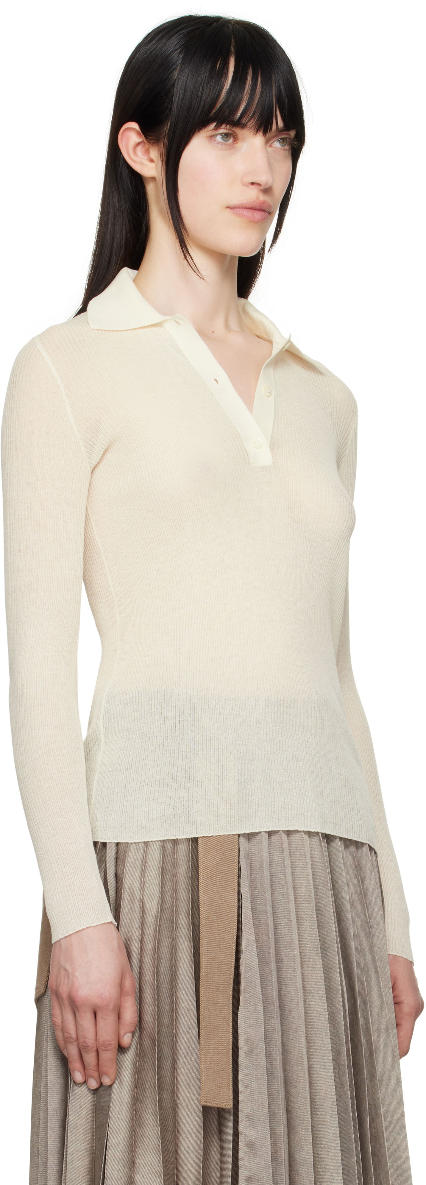 Sweater Moncler Moncler Long Sleeve Knit Polo Beige | K10939A00005M1732, 1