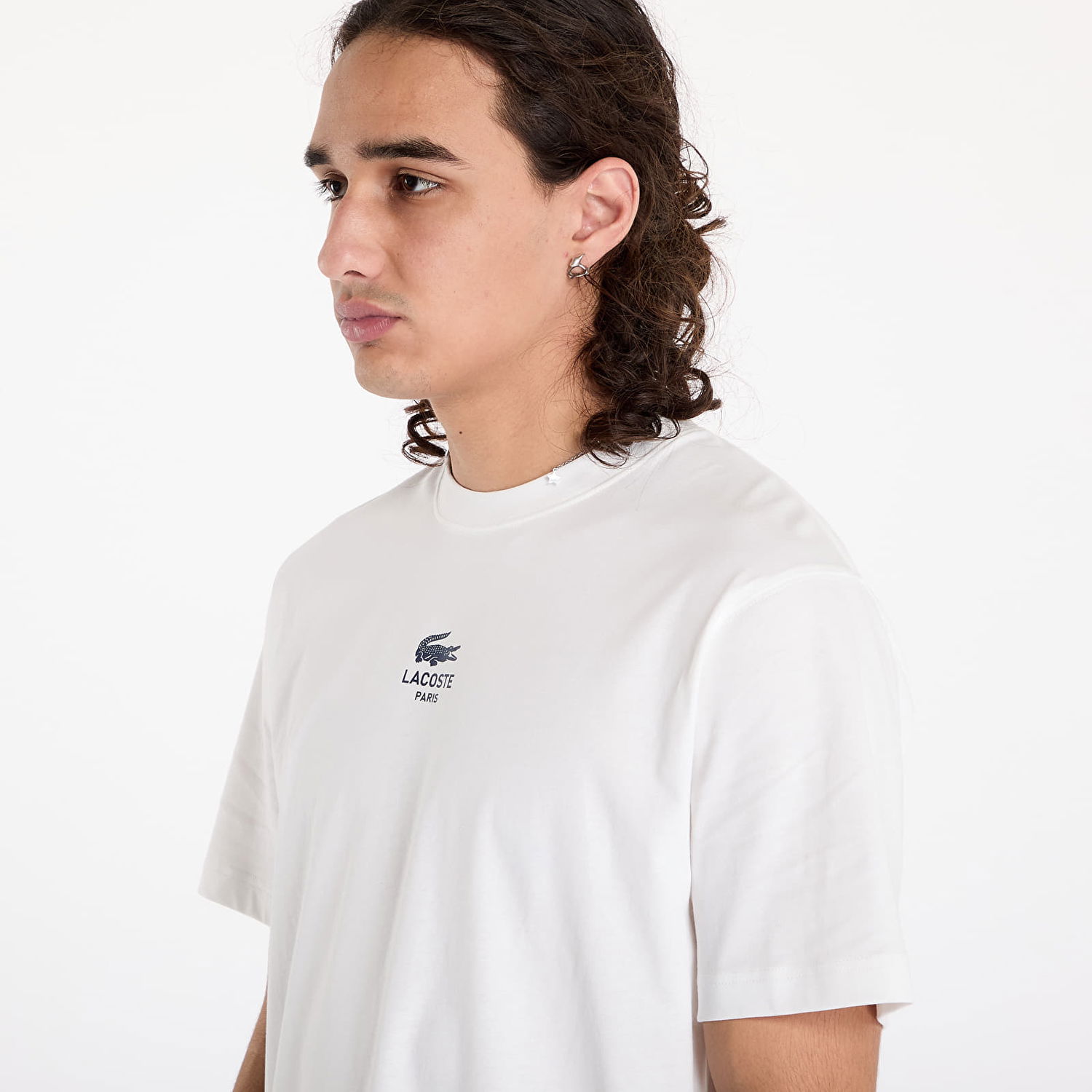 T-shirt Lacoste T-shirt Signature Print Cotton T-shirt Flour M Hvid | TH2739 70V, 1