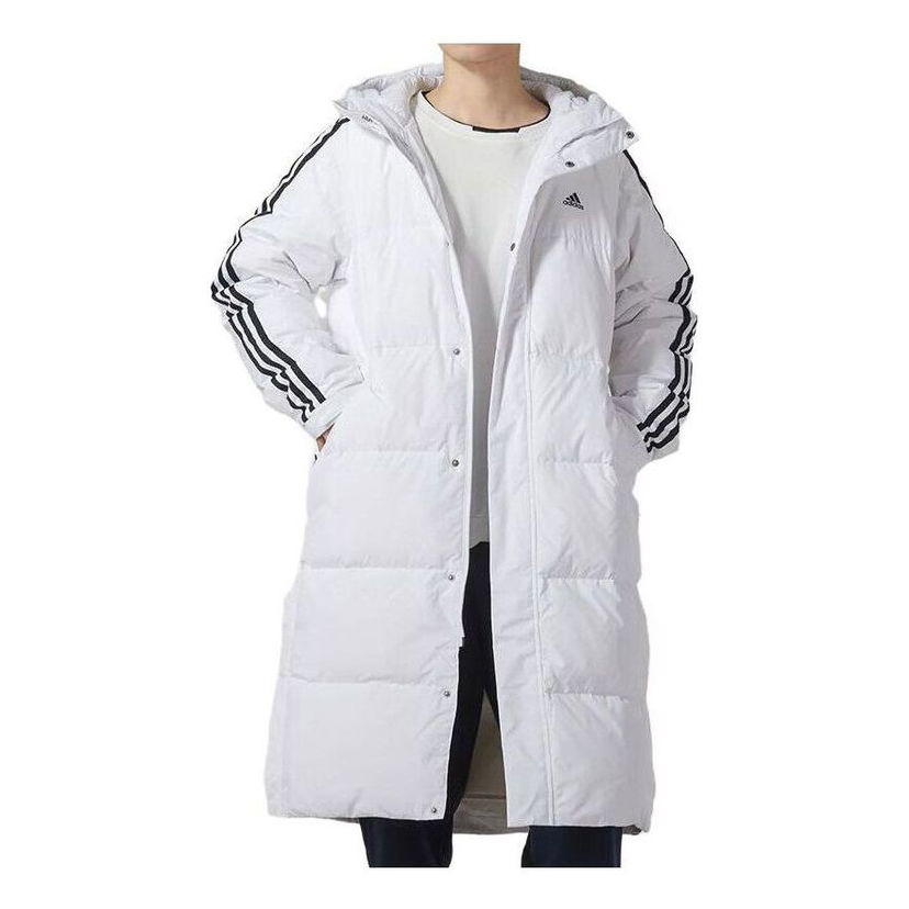 Puffer jakke adidas Originals 3-Stripes Long Down Jacket Hvid | IT8713