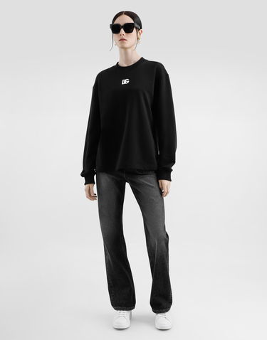 Sweatshirt Dolce & Gabbana Dolce & Gabbana DG Embroidered Jersey Sweatshirt Sort | F9S50ZGDCYCN0000, 1