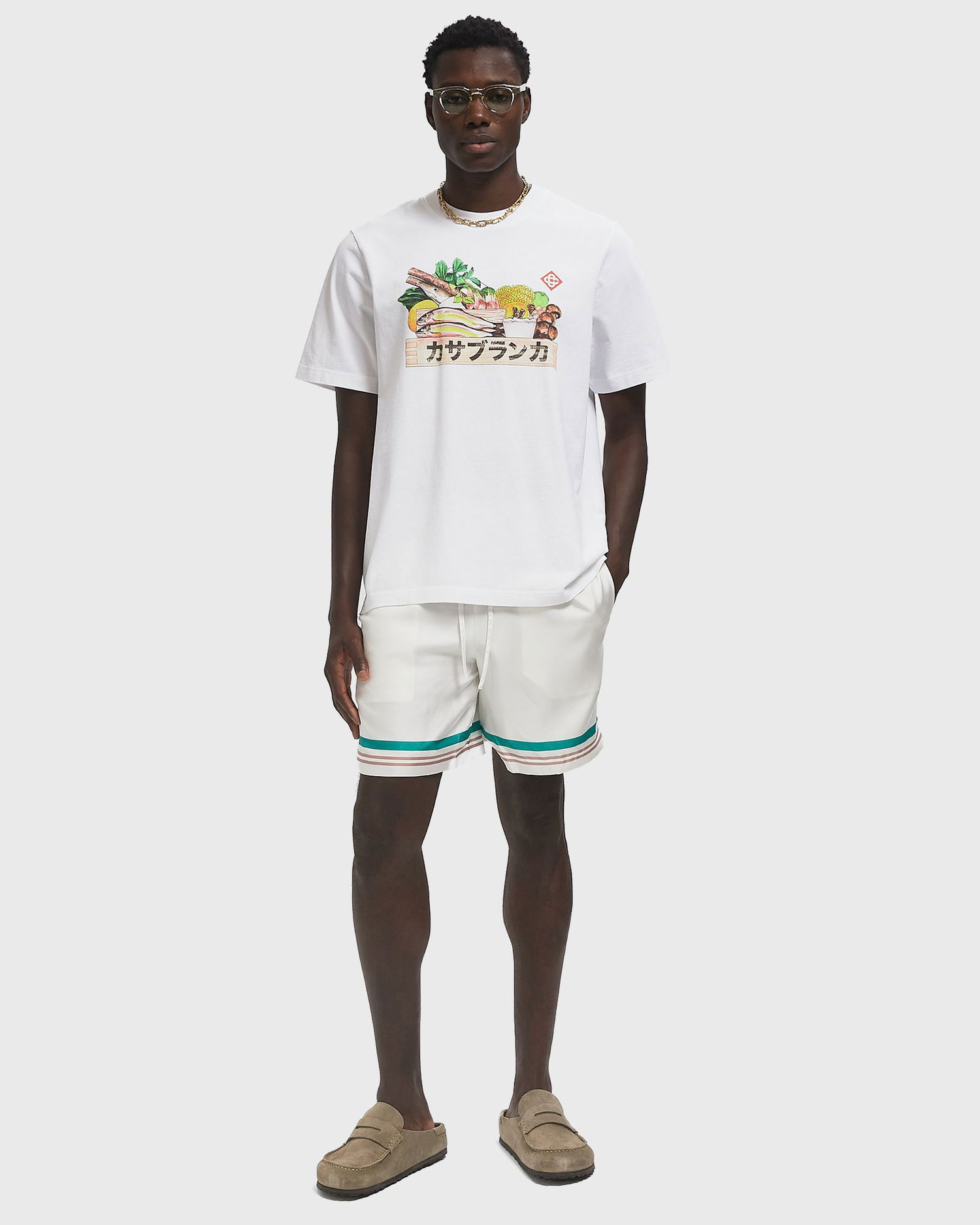 Shorts Casablanca White Casual Shorts with Stripes Hvid | MPF25-TR-012-06, 1