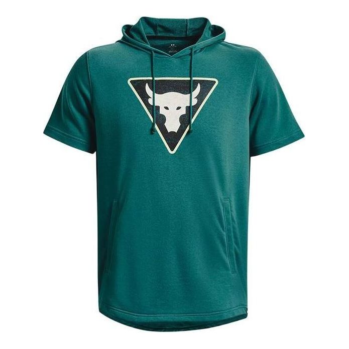 Sweatshirt Under Armour Project Rock Men's Terry Short Sleeve Hoodie Grøn | 1378019-722