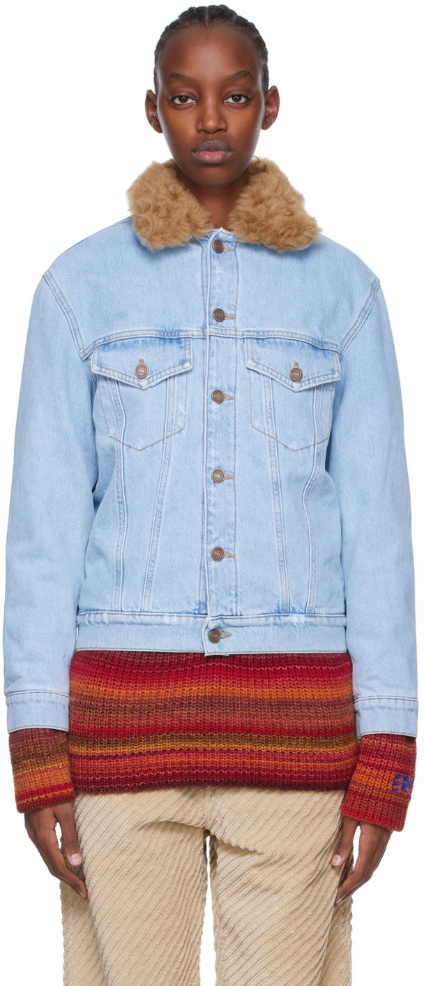 Jakke ERL ERL Faux Shearling Denim Jacket Blå | ERL04J007