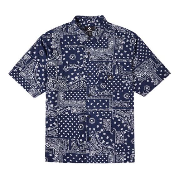 Skjorte Converse Cashew Full Print Short Sleeve Shirt Blå | 10023155-A02