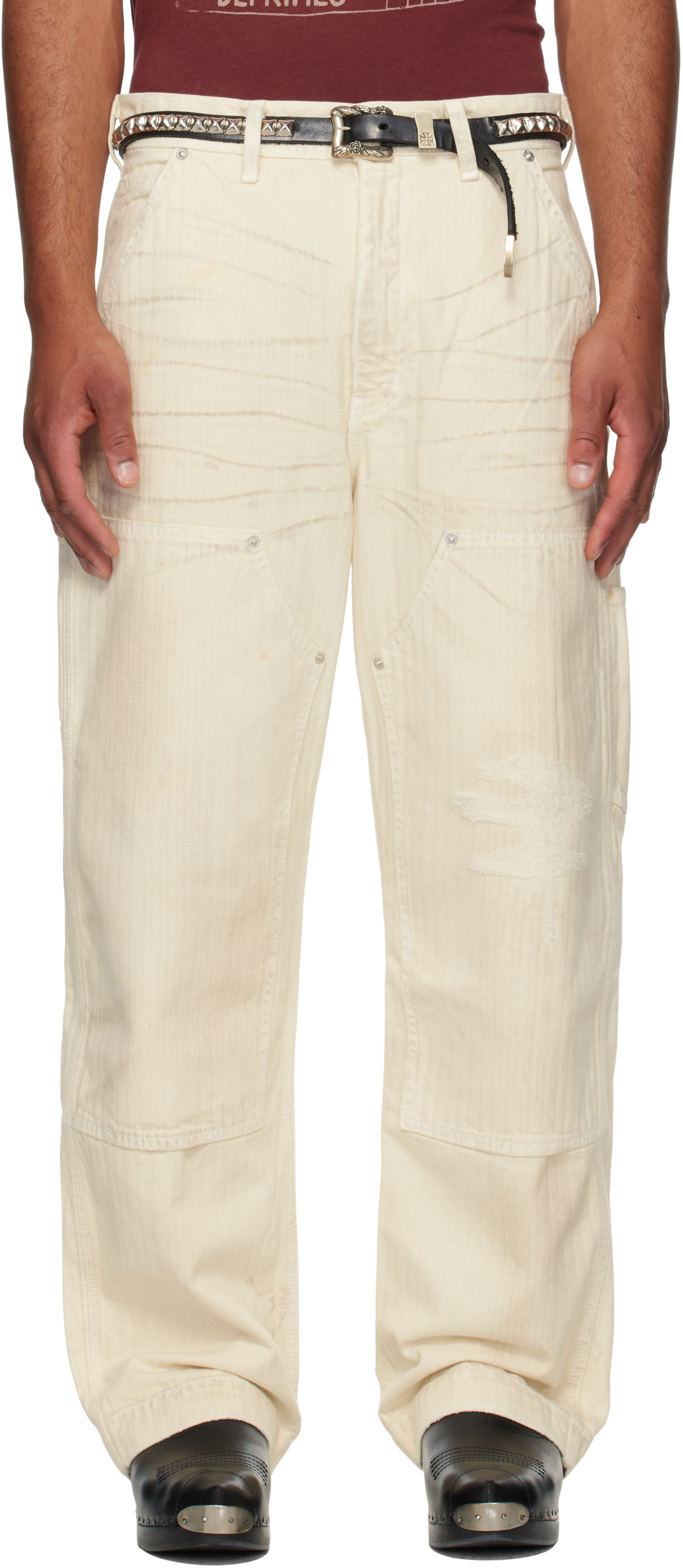 Bukser Enfants Riches Déprimés Enfants Riches Déprimés Double Knee Paint Denim Trousers Hvid | 050-409, 0