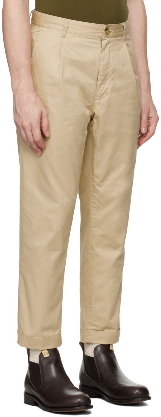 Bukser BEAMS Beams Plus 1 Pleat Trousers Beige | 3823-0111-874, 1