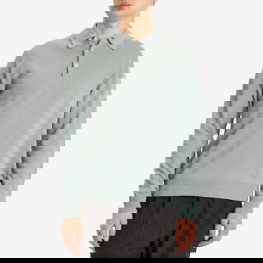 Polo skjorte BEAMS 12g Knit Long Sleeve Polo Shirt, Size Large Grøn | 3812-0005-156-71, 2