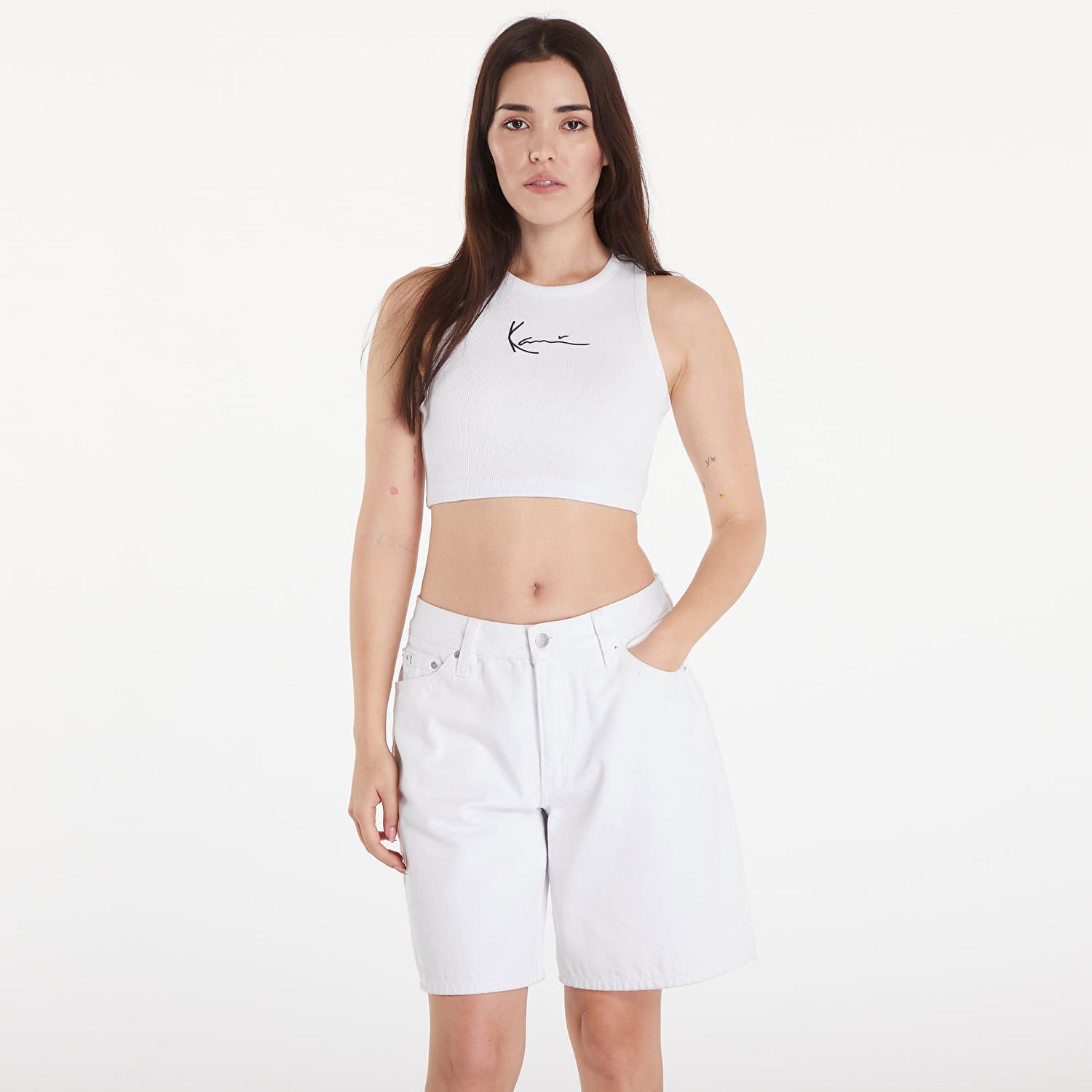 Tanktop Karl Kani Top Small Signature Essential Racer Rib Top White Hvid | KW-TP011-002-01, 0