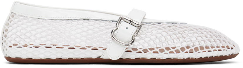 Tøj Alaïa ALAÏA Fishnet Ballerina Flats Hvid | AA3A029TK007