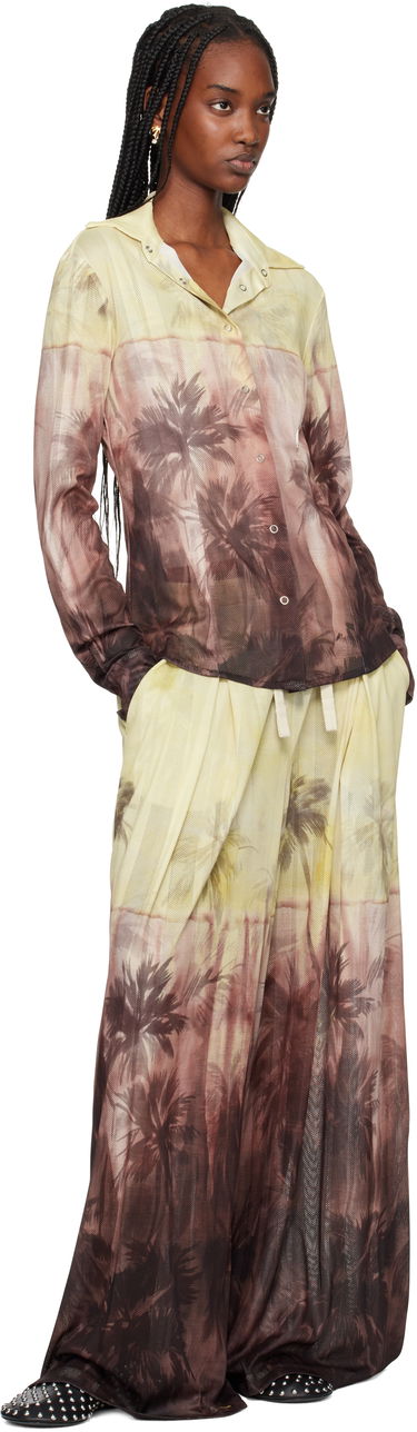 Skjorte Palm Angels Palm Angels Sunset Palms Button-Down Shirt Gul | PWGE024S25FAB0012010, 3