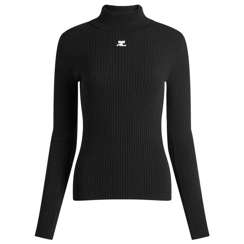 Sweater Courrèges Black Knit Turtleneck Jumper Sort | PERMPU022FI0001-9999