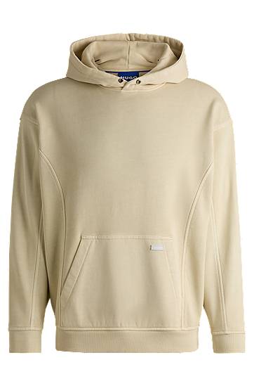 Sweatshirt BOSS Vintage Eyelet Cotton-Terry Hoodie Beige | 50538681