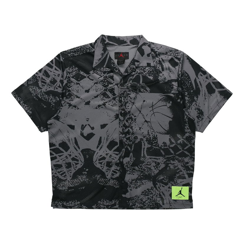 Skjorte Jordan Jordan Flight Knitted Printed Wide Loose Basketball Short Sleeve Shirt Sort | CZ4736-010